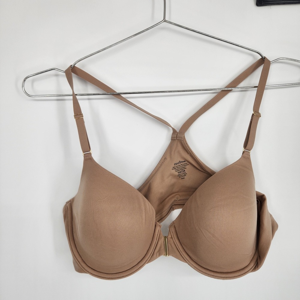 Third Love Beige 34C Comfort Stretch Front Close Racerback Bra NWT